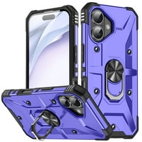 for iPhone 17 Rugged Case with Rotated Ring Holder Stand, Support Magnetic Car Mount, Military Grade Shockproof Protection Phone Cover for iPhone 17, Purple