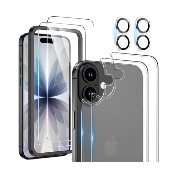 for iPhone 17 Screen Protector (6.3 inches), iPhone 17 Back Screen Protector and Front Screen Protector with Camera Protector [2+2+2 Pack], 9H Hardness