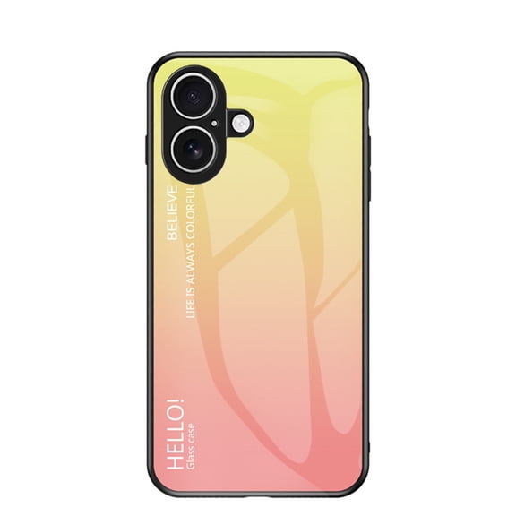 for iPhone 17 Tempered Glass Case, Micro-Frosted Frame Lightweight Slim Shockproof Anti-Scratch Protective Gradient Phone Case Cover for iPhone 17, Yellow