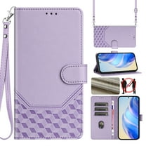 for iPhone 17 Wallet Case for Men Women, RFID Blocking Card Holder Slots, Wrist Strap & Shoulder Strap Shockproof TPU Inner, Kickstand PU Leather Protective Phone Cover, Purple