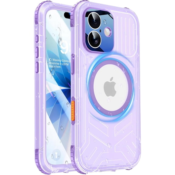 for iPhone 17 Waterproof Case Magnetic, Built in Camera Control [Screen Protector] [Lanyard], Fit for Magsafe Heavy Duty Military Rugged Full Body IP68 Phone Case, 6.3"