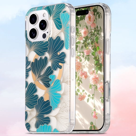 For iPhone 17e/16e Phone Case,Compatible With Mag-Safe,Elegant Colorful Floral Print Pattern,Transparent Back,PC + TPU Hybrid Shockproof Anti-fall Non-Slip Drop Protection,Phone Case,D
