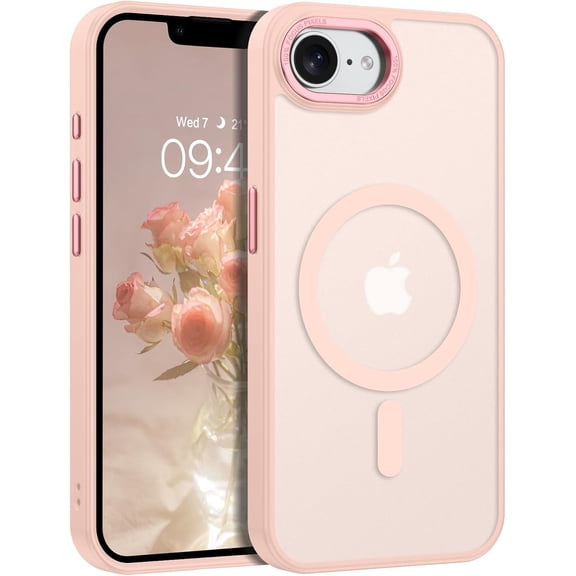 for iPhone 17e/iPhone 16e (2026/2025) Case, [Compatible with MagSafe] Magnetic Case Translucent Matte Frosted Slim Shockproof Women Men Protective Phone Cover for iPhone 17e/ 16e 6.1",Pink