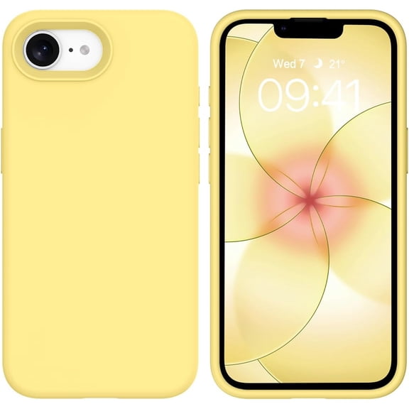 for iPhone 17e/iPhone 16e 6.1" Case, Liquid Silicone Anti-Slip Microfiber Lining, Slim Soft Gel Rubber Anti-Scratch Shockproof Cover for iPhone 17e/iPhone 16e (2026/2025), Yellow