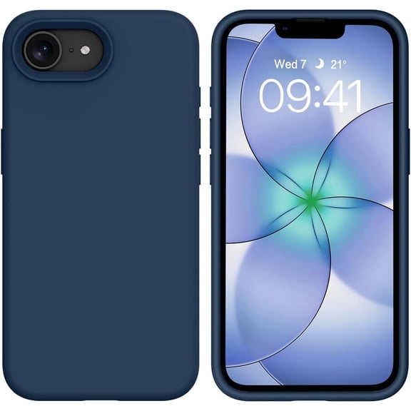 for iPhone 17e/iPhone 16e 6.1" Case, Liquid Silicone Anti-Slip Microfiber Lining, Slim Soft Gel Rubber Anti-Scratch Shockproof Cover for iPhone 17e/iPhone 16e (2026/2025), Navy Blue