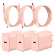 iPhone 18 17 16 15 Charger USB C Charge, 20W PD Fast Type C Charger Block with 6FT USB C Cable Compatible with iPhone 18/17/16/15, iPad, Galaxy, Android Pink