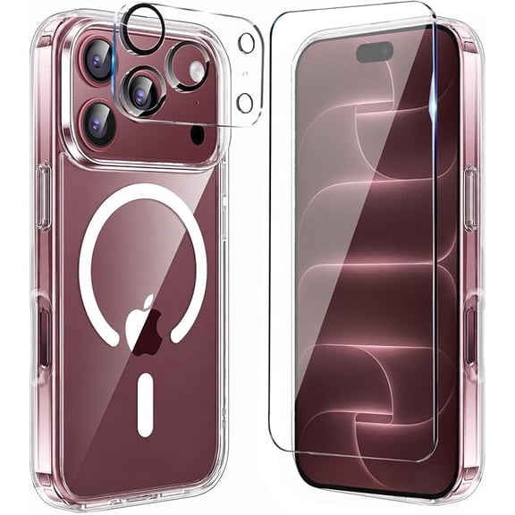 for iPhone 18 Pro Case Clear,Magnetic 18 Pro Case with Screen Protector iPhone 18Pro Phone Case with Camera Protector [Compatible with MagSafe], Shockproof TPU Cover Cases-Transparent