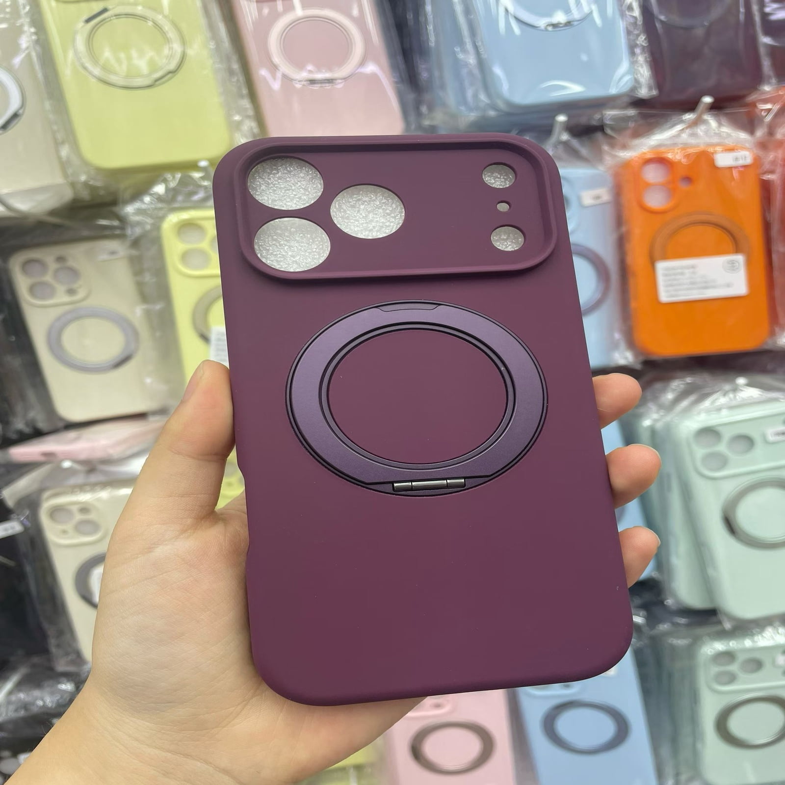 For iPhone 18 Pro Case with Magnetic Ring, Rotating Stand, PU and ...