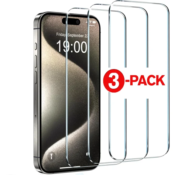 iPhone 18 Pro Crystal Clear HD Tempered Glass Guard, Strong 9H Protection, Full Screen Coverage, Scratch Resistant, Anti-Shatter Design, Smooth Bubble-Free Installation - Pack of 3