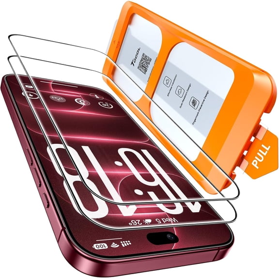 iPhone 18 Pro Full Screen Premium Glass Shield, HD Transparent Tempered Construction, 9H Tough Surface, Anti-Scratch, Shatter Resistant, Easy Application - Pack of 3