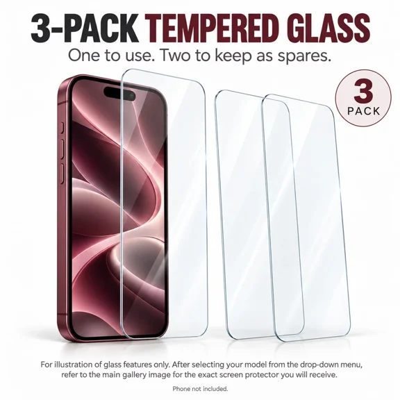iPhone 18 Pro - Full Screen Transparent Tempered Glass Guard, HD Display Protection, Premium 9H Hardness, Crystal Clear Finish, Anti-Scratch, Shatter Resistant, Easy Installation - Pack of 3