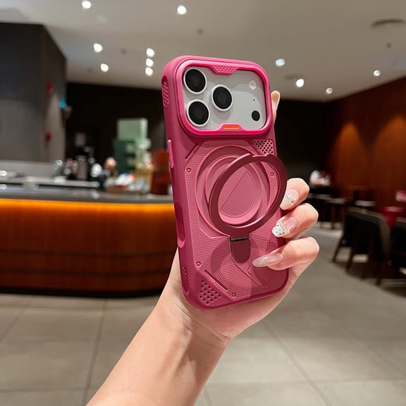 for iPhone 18 Pro Max Case Compatible with MagSafe, Magnetic Wireless Charging Ring Kickstand Luxury Protective Shockproof TPU+PC Boys Girls Phone Cover for iPhone 18 Pro Max, Red