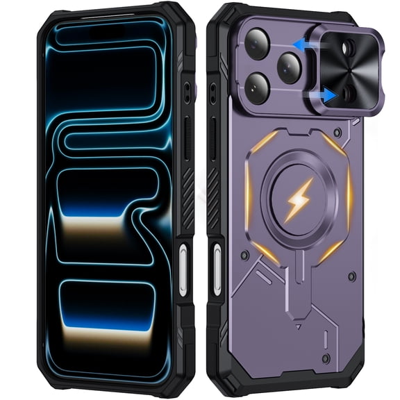 for iPhone 18 Pro Max Case with Sliding Camera Cover, Compatible with MagSafe, Rugged Shockproof Bumper Cases Heavy-Duty Magnetic Protective Phone Cover for iPhone 18 Pro Max, Lightpurple
