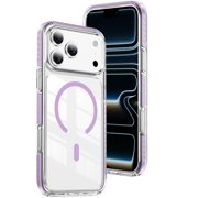 For iPhone 18 Pro Max Magnetic Case, Raised Camera Protection Clear Hybrid Rubber [Compatible with MagSafe] Shockproof Reinforced Corners Protective Cover For iPhone 18 Pro Max,Purple