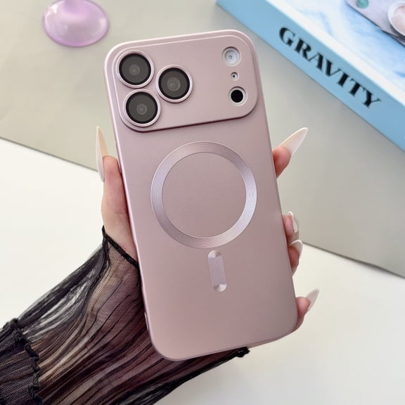 For iPhone 18 Pro Phone Case,Built-in Lens Camera Protector,Anti-fingerprint Non-Slip Anti-Scratch Protection,Compatible with Wireless Charging,Ultra Slim Shockproof Phone Case,Rosegold