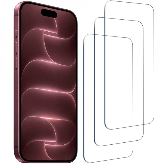 iPhone 18 Pro Transparent Tempered HD Screen Protector, Full Coverage Crystal Glass, Premium 9H Hardness, Anti-Scratch, Impact Defense, Easy Installation - Pack of 3
