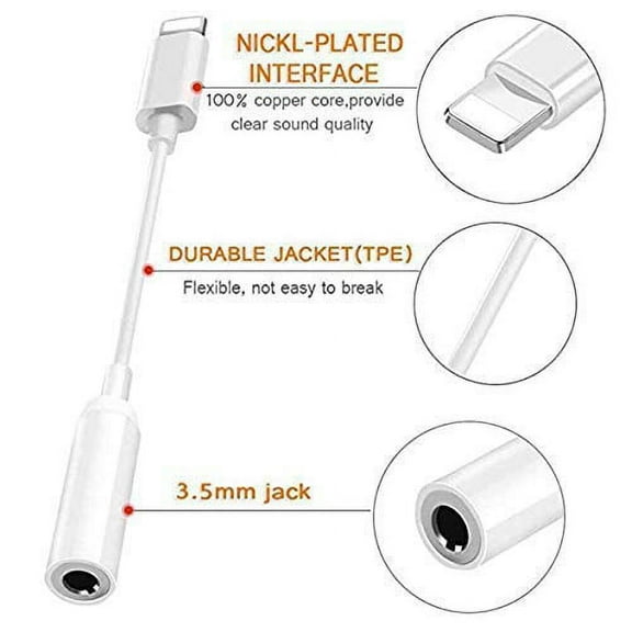 iPhone 3.5mm Headphones Adapter [Apple MFi Certified] 2Pack Lightning to 3.5mm Headphones/Earbuds Jack Adapter Aux Cable Earphones/Headphone Converter for iPhone 12/11/XS/XR/X/8/8 Plus/7/ipad/iPod