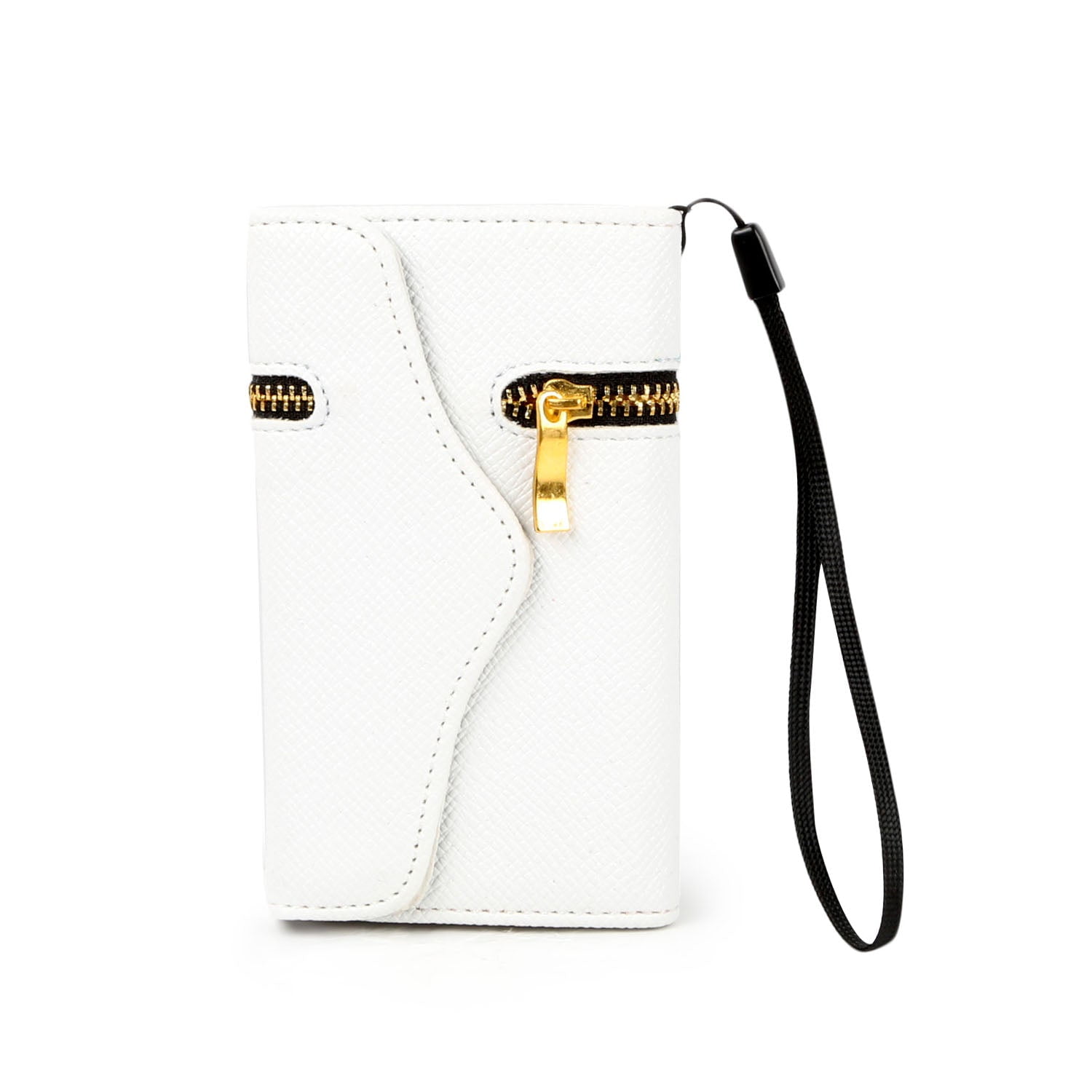 iMounTEK iPhone 4/4s [Durable] Clutch Case Folio Wristlet With [Unique] Zipper, Vegan PU Leather Purse Wallet, Flip Hard [Premium] Case Cover, & Credit/Debit Card Holder (White)