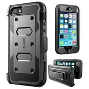 iPhone 5/5s/SE Case, i-Blason [Armorbox] [Built-in Screen Protector] [Full Body] [Heavy Duty Protection ] Holster Bumper Case for Apple iPhone SE/5S/5 (Black)