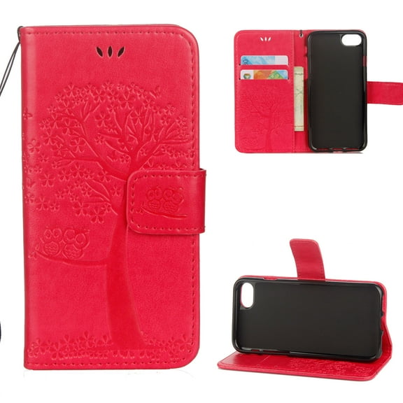 iPhone 5S Case,iPhone 5 Case,iPhone SE(2016 Edition) Wallet case, Allytech Pretty Retro Embossed Owl Tree Design Pu Leather Book Style Wallet Flip Case Cover for Apple iPhone 5/ 5S , Rose