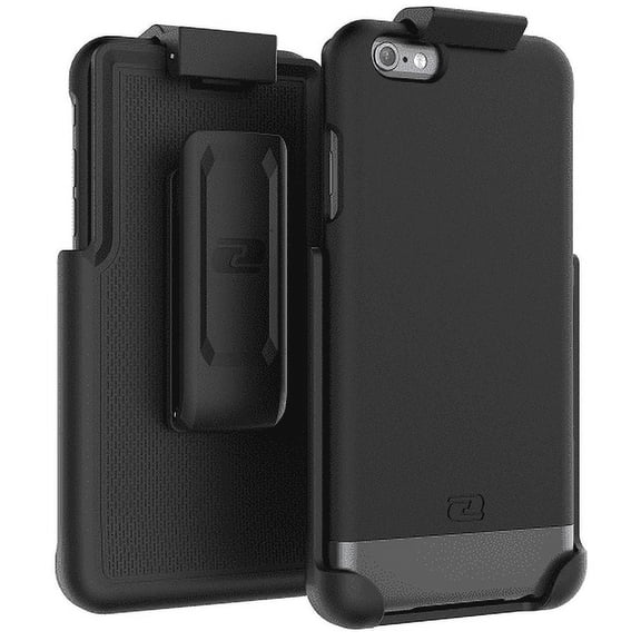 iPhone 6 6S Belt Clip Case, Encased (SlimShield Series) Hybrid Cover w/ Secure-fit Holster (Smooth Black)