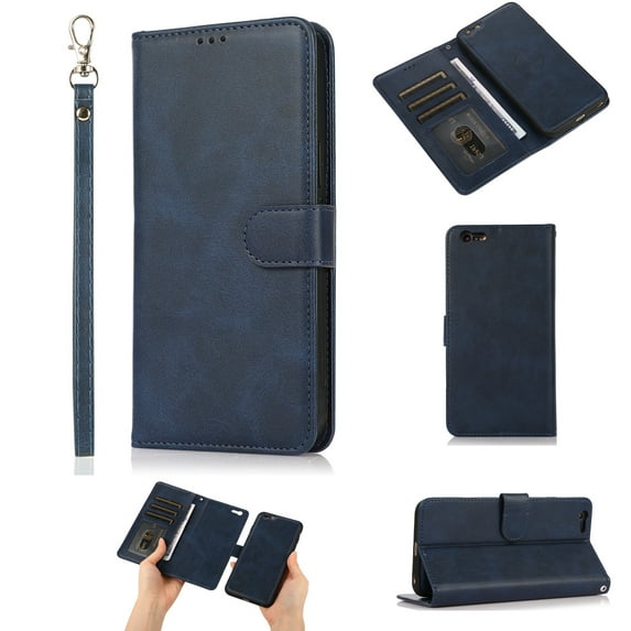 iPhone 6 Case, Cover for iPhone 6S, Allytech Detachable Case Support Magnetic Car Mount Case with Lanyard Card Holder Wallet Vegan Leather Shockproof Stand Case for iPhone 6/iPhone 6S(4.7"), Blue