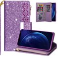 thumbnail image 1 of iPhone 6 Case, iPhone 6S Case, Allytech PU Leather Bling Folio Flip Stand Cards Slots Shockproof Magnetic Clasp Wallet Case Cover for Apple iPhone 6/ iPhone 6S, Purple, 1 of 1