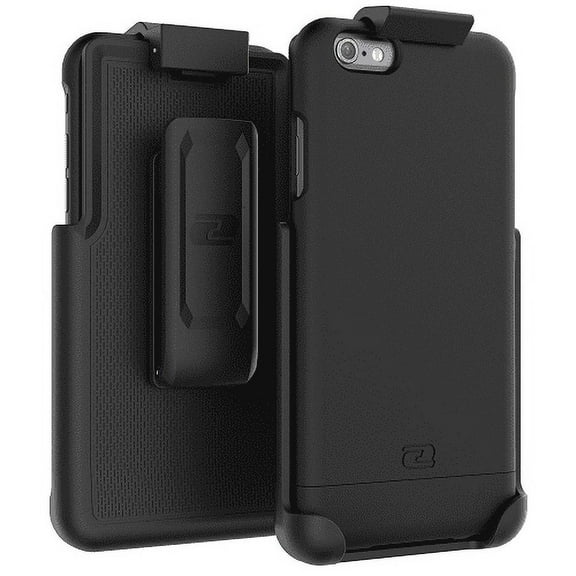 iPhone 6 Plus 5.5" Belt Clip Case, Encased (SlimShield Series) Hybrid Cover w/ Secure-fit Holster (2pc set) (Black)