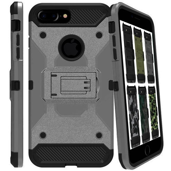 iPhone 6 Plus iPhone 6s Plus 5.5" [ 2014/2015 ] A1522 A1524 A1593 A1634 A1687 A1699 Military Printed Rugged Heavy Duty Case with Kickstand - Dark Gray (Without Holster)