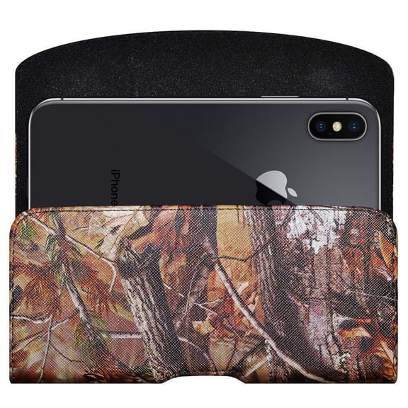 iPhone 6 Plus / 7 Plus / 8 Plus Case, Horizontal Leather Pouch Cover Protective Heavy Duty Carry Case (Magnetic closure, soft felt interior, attached belt clip and attached belt loops)