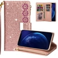 thumbnail image 1 of iPhone 6 Plus Case, iPhone 6s Plus Case,Allytech Bling Design PU Leather Kickstand Folio Flip Cards Slots Shockproof Magnetic Closure Wallet Case Cover for Apple iPhone 6S Plus/ iPhone 6 Plus,Rosegold, 1 of 1