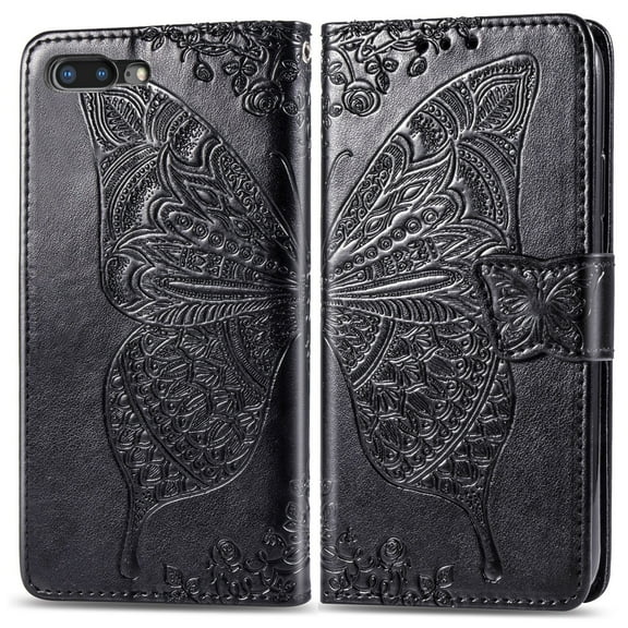 iPhone 6 Plus Case, iPhone 6s Plus Wallet Folio Case Magnetic Closure RFID Blocking Card Slots Kickstand Shockproof Absorption Double Protection Case for Apple iphone 6 Plus/6s Plus, Black