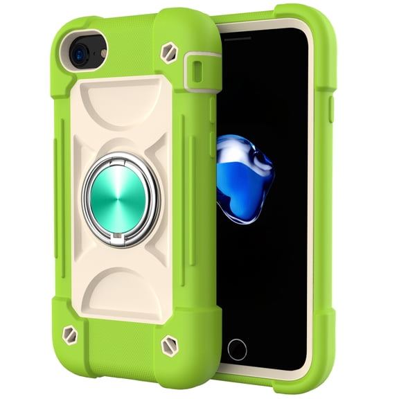 iPhone 6S Case 4.7",  iPhone 6 Case (4.7 Inch) - TECH CIRCLE 3 Layers Protection Silicone/Plastic Shockproof Case Drop Proof Rugged Cute Cover with Ring Holder Stand (B Green)