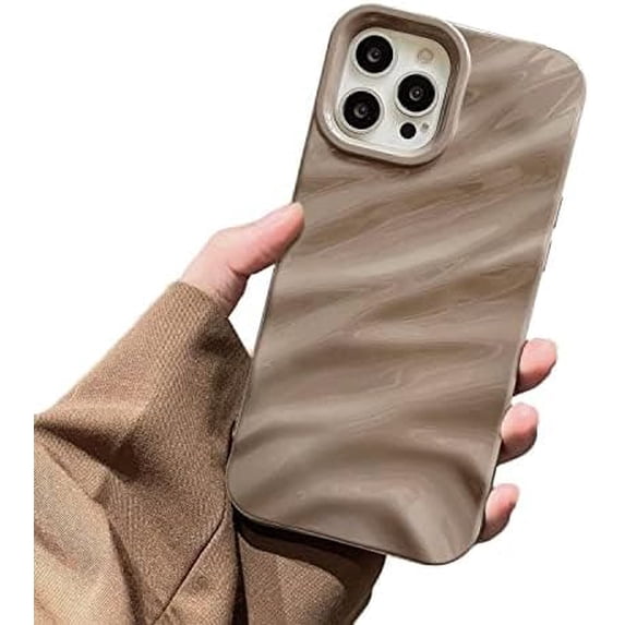 for iPhone 6S Plus/6 Plus/7 Plus/8 Plus Phone Case for Women, Cute Luxury 3D Wave Shape Water Ripple Pattern Shockproof Compatible with iPhone Case (Brown)