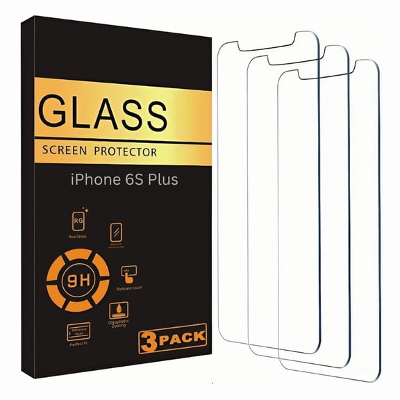 iPhone 6S Plus Crystal Clear Tempered Glass Screen Protector, Strong 9H Hardness, Edge-to-Edge Coverage, Scratch Resistant, Fingerprint Resistant - Pack of 3