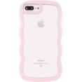 thumbnail image 1 of for iPhone 6s Plus/6 Plus Case, Cute Kawaii Curly Wave Frame Shape Design, Soft TPU + Hard PC Shockproof Protective Bling Phone Cover for Women Girls, Clear-Pink, 1 of 8