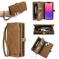thumbnail image 1 of for iPhone 6s Plus/6 Plus Zipper Pocket Case with RFID Blocking Card Holder,Detachable Wallet Magnetic Multifunctional Phone Case Flip Kickstand PU Leather with Wrist Strap for Women/Men,Brown, 1 of 8
