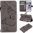 thumbnail image 1 of iPhone 6s Plus Wallet Case, iPhone 6 Plus Case, Dteck Embossed Big Butterfly Magnetic Flip PU Leather Folio Stand Case Cover Built-in Card Slots & Money Pocket, with wrist Strap, Gray, 1 of 8