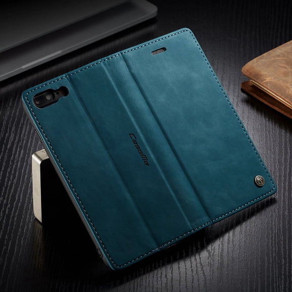 iPhone 6s Plus Wallet Case, iPhone 6 Plus Case,Shockproof Premium Leather Magnetic Flip Folio Stand Protective Cover,Blue