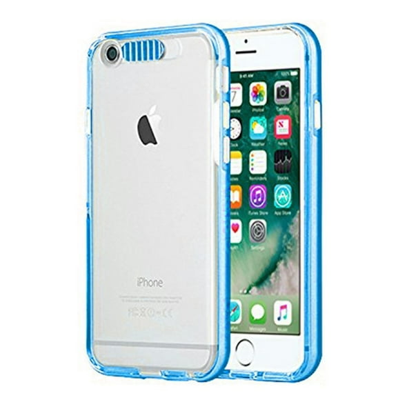 iPhone 7 8 Case, Mignova LED Incoming Call Flash Message Blink iphone 8 4.7" Hybrid Cover Pc Hard Transparent Back + Luminous Soft Protective Bumper Case for Iphone 7 8 4.7" (Light Blue)
