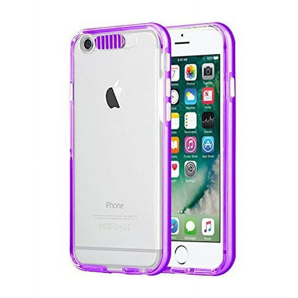 iPhone 7 8 Case, Mignova LED Incoming Call Flash Message Blink iphone 8 4.7" Hybrid Cover Pc Hard Transparent Back + Luminous Soft Protective Bumper Case for Iphone 7 8 4.7" (Purple)
