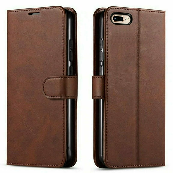 iPhone 7/8 Case, Starshop Premium Leather Wallet Pocket Credit Card Slots-Brown