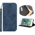 thumbnail image 1 of iPhone 7/8 Case with Wrist Strap, Classic PU Leather Wallet Case Slim Flip Folio with Card Holder,Kickstand Feature Magnet Closure Case Cover for iPhone 7/8,iPhone SE (2020 Edition),Navy Blue, 1 of 16