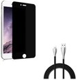 thumbnail image 1 of iPhone 7/8 PLUS 10ft USB Cable w Privacy Screen Protector - Charger Cord Power Wire Long, Tempered Glass Curved Anti-Spy Anti-Peep for iPhone 8 PLUS/7 Plus, 1 of 11