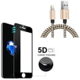 thumbnail image 1 of iPhone 7/8 PLUS USB Cable w Screen Protector - 3ft Charger Cord Power, Tempered Glass 5D Touch Curved Edge Full Cover for iPhone 8 PLUS/7 Plus, 1 of 11