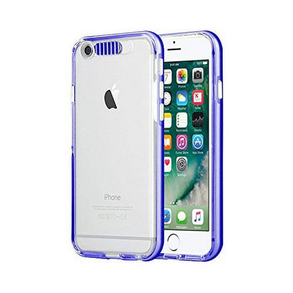 iPhone 7 /8 Plus Case, Mignova LED Incoming Call Flash Message Blink iphone 8 Plus 5.5" Hybrid Cover Pc Hard Transparent Back + Luminous Soft Protective Bumper Case for Iphone 7 8 Plus (Deep Blue)