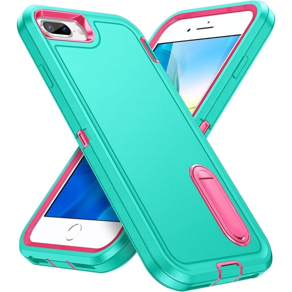 for iPhone 7/8 Plus Case, iPhone 7/8/6S/6 Plus Phone Case with Built in Kickstand, Shockproof/Drop Proof  Grade Protective Cover for iPhone 7/8 Plus 5.5"(Blue/Rose)