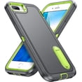 thumbnail image 1 of for iPhone 7/8 Plus Case, iPhone 7/8/6S/6 Plus Phone Case with Built in Kickstand, Shockproof/Drop Proof  Grade Protective Cover for iPhone 7/8 Plus 5.5"(Grey/Green), 1 of 14