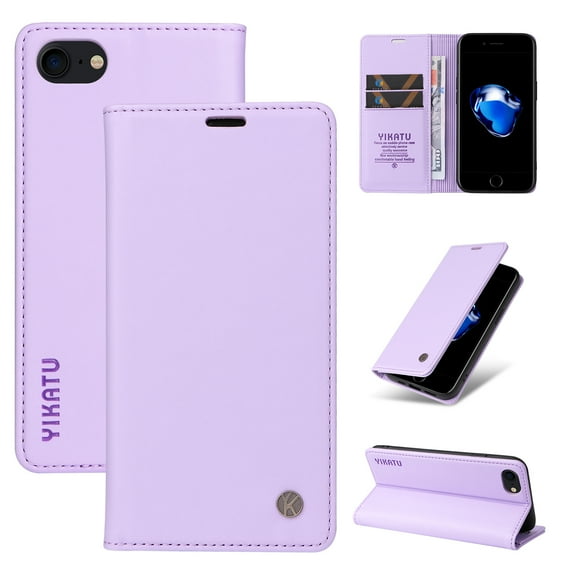 for iPhone 7 / 8 / SE 2020 / SE 2022 Wallet Case with RFID Blocking Credit Card Holder,Classic Vegan PU Premium Leather Folio Magneitc Flip Kickstand Shockproof Cover Phone case,Purple