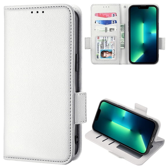 for iPhone 7 / 8 / SE 2020 / SE 2022 Wallet Case with RFID Blocking Credit Card Holder, Lichee Patterned Luxury PU Leather Folio Flip Kickstand Protective Shockproof Cover Women Men Case,White